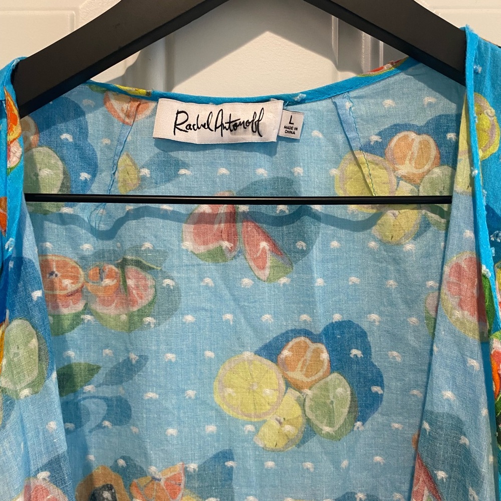 Rachel Antonoff Ruffle Abby Wrap Citrus Fruit Dress Womens Size Large - Picture 7 of 7